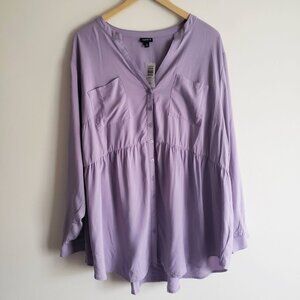 Torrid Emma Babydoll Tunic 3X NEW Lavender Relaxed Fit Flowy Blouse 3XL nwt